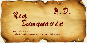 Mia Dumanović vizit kartica